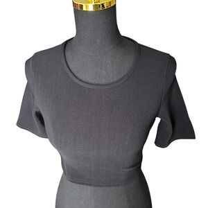 Nasty Gal Women’s Black Short Sleeve Minimalist Crop Top Size 2